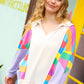 Feeling Bold Lilac Multicolor Stripe Collared V Neck Pullover