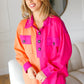 Feeling Bold Orange & Fuchsia Color Block Button Down Top