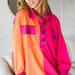 Feeling Bold Orange & Fuchsia Color Block Button Down Top