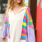 Feeling Bold Lilac Multicolor Stripe Collared V Neck Pullover