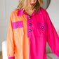 Feeling Bold Orange & Fuchsia Color Block Button Down Top