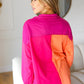 Feeling Bold Orange & Fuchsia Color Block Button Down Top