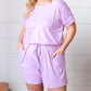 Lavender Brushed Knit Elastic Waist Pocketed Romper