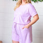 Lavender Brushed Knit Elastic Waist Pocketed Romper