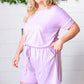 Lavender Brushed Knit Elastic Waist Pocketed Romper