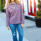 Tried And True Mauve Cowl Neck Button Detail Sweater