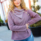 Tried And True Mauve Cowl Neck Button Detail Sweater