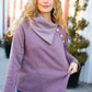 Tried And True Mauve Cowl Neck Button Detail Sweater