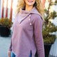 Tried And True Mauve Cowl Neck Button Detail Sweater