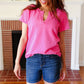 Feel Your Best Fuchsia Baby Waffle Henley Neckline Top