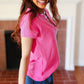 Feel Your Best Fuchsia Baby Waffle Henley Neckline Top