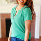 Feel Your Best Green Baby Waffle Henley Neckline Top