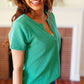 Feel Your Best Green Baby Waffle Henley Neckline Top