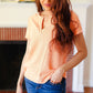 Feel Your Best Coral Baby Waffle Henley Neckline Top