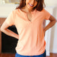 Feel Your Best Coral Baby Waffle Henley Neckline Top