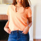 Feel Your Best Coral Baby Waffle Henley Neckline Top