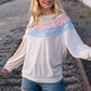 Taupe & Sky Blue Thermal Knit Out Seam Stitch Pullover