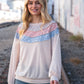 Taupe & Sky Blue Thermal Knit Out Seam Stitch Pullover