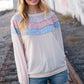 Taupe & Sky Blue Thermal Knit Out Seam Stitch Pullover