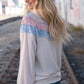 Taupe & Sky Blue Thermal Knit Out Seam Stitch Pullover