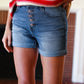 Stars & Stripes Pocket Button Down Cuffed Hem Shorts