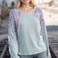 Mint Lace Up Long Sleeve French Terry Oversized Pullover