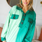 On The Way Up Mint Color Block Button Down Pullover