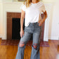 Cut Loose Ash Black High Rise Washed Distressed Cropped Pants