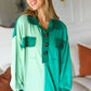 On The Way Up Mint Color Block Button Down Pullover