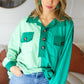 On The Way Up Mint Color Block Button Down Pullover