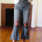 Cut Loose Ash Black High Rise Washed Distressed Cropped Pants