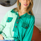 On The Way Up Mint Color Block Button Down Pullover