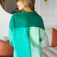 On The Way Up Mint Color Block Button Down Pullover