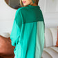 On The Way Up Mint Color Block Button Down Pullover