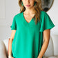 In Your Dreams Emerald Green Flutter Sleeve V Neck Top