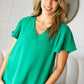 In Your Dreams Emerald Green Flutter Sleeve V Neck Top