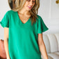 In Your Dreams Emerald Green Flutter Sleeve V Neck Top