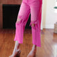 Cut Loose Hot Pink High Rise Washed Distressed Hem & Knee Cropped Pants