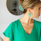 Green Vintage Metal Flower Power Earrings