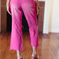 Cut Loose Hot Pink High Rise Washed Distressed Hem & Knee Cropped Pants