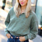 Olive Half Zip Cropped Pullover Sweater