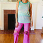 Casual Living Mint Multicolor Stripe Textured Knit Tank Top