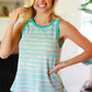 Casual Living Mint Multicolor Stripe Textured Knit Tank Top