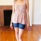 Summer Days Ivory & Fuchsia Floral Smocked Shoulder Tie Top