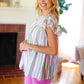 Easy To Love Lavender Stripe Double Ruffle Sleeve Frill Tiered Top