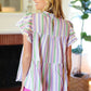 Easy To Love Lavender Stripe Double Ruffle Sleeve Frill Tiered Top