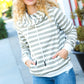 Vintage Olive Striped Cowl Neck Cotton Terry Hoodie