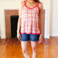 Coral Flower Power Waffle Knit Sleeveless Top