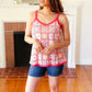 Coral Flower Power Waffle Knit Sleeveless Top