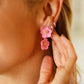 Pastel Pink Tiered Flower Dangle Earrings